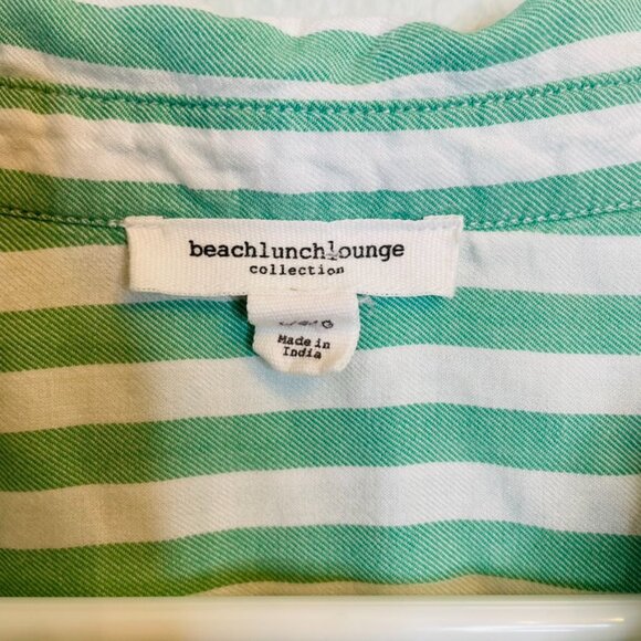 BeachLunchLounge Green White Casual Flowy Boxy Button Down Beach Shirt | Large - Picture 2 of 6
